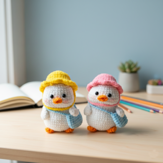 Handmade Crocheted Duck Plush Toy - Cute Cartoon Knit Pendant Ornament