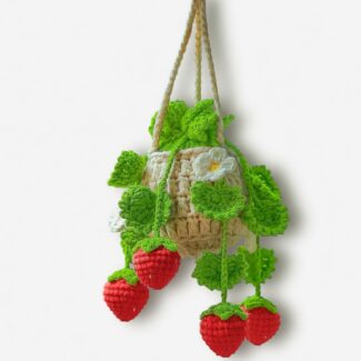 Strawberry Crochet Car Pendant Ornament | Interior Car Accessories & Rear View Mirror Charm